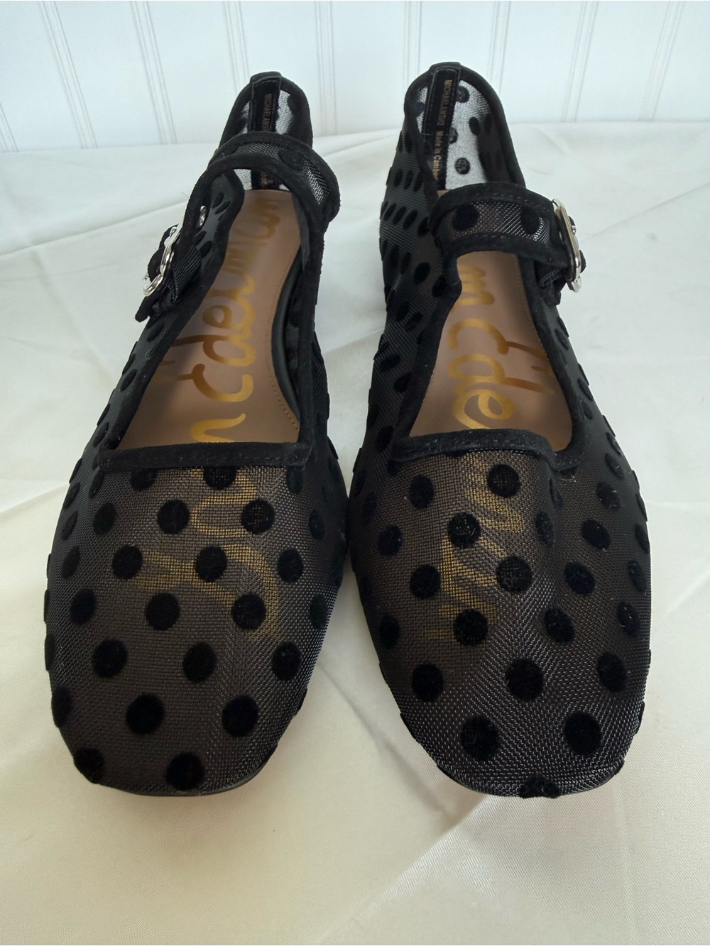Sam Edelman Michaela Mesh Polka Dot Mary Jane Flats Black US 8.5 - Picture 4 of 11